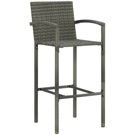Lot de 4 Tabourets de bar，Chaise haute，Tabouret Haut gris résine tressée CFW50014