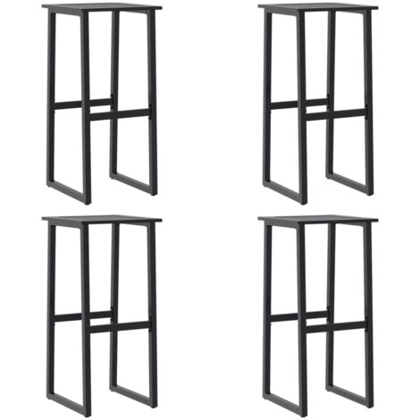 lot de 4 Tabourets de bar，Chaise haute，Tabouret Haut noir acier enduit de poudre CFW7610