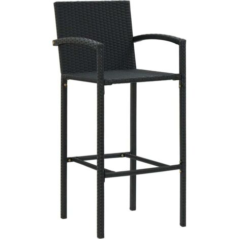Lot de 4 Tabourets de bar，Chaise haute，Tabouret Haut noir résine tressée CFW50019