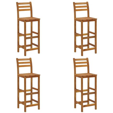 Lot de 4 Tabourets de bar,Chaises hautes de bar luxueuses bois d'acacia solide -87025