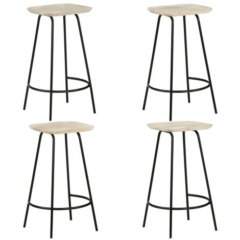 Lot de 4 Tabourets de bar,Chaises hautes de bar luxueuses bois de manguier massif -74714