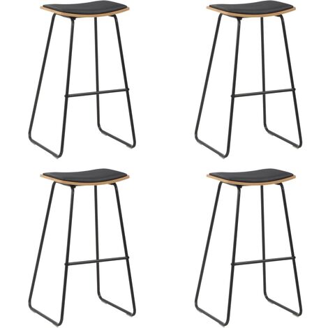Lot de 4 Tabourets de bar,Chaises hautes de bar luxueuses noir similicuir -82737