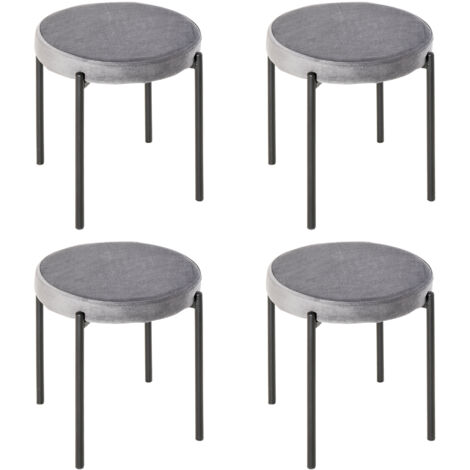 Lot de 4 tabourets de salle à manger empilables,siège velours rembourré,métal gris,41,5×41,5×46 cm,pratiques pour cuisine et salle à manger.