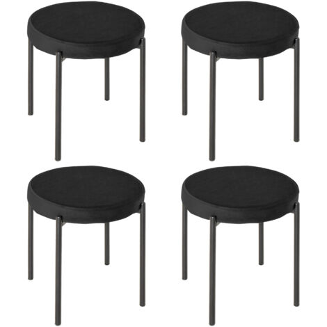 Lot de 4 tabourets de salle à manger empilables,velours rembourré,métal noir,41,5×41,5×46 cm,pour cuisine et salle à manger.