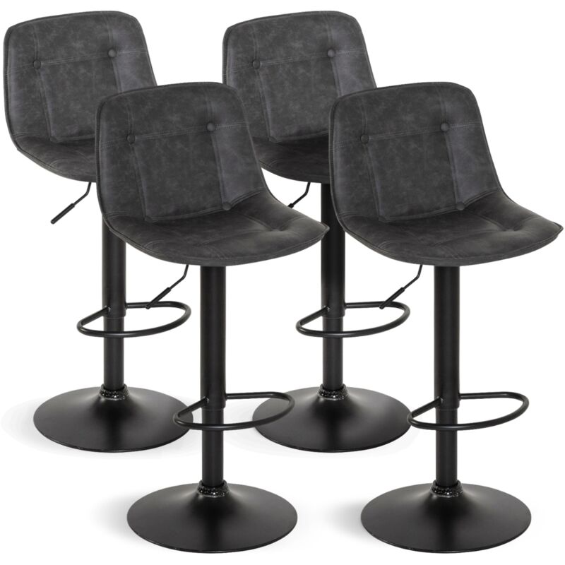 Lot de 4 tabourets de bar denver gris vintage
