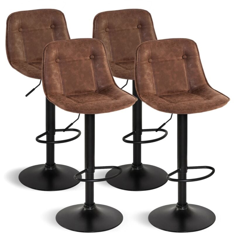 Idmarket - Lot de 4 tabourets de bar vintage idmartket denver - Marron