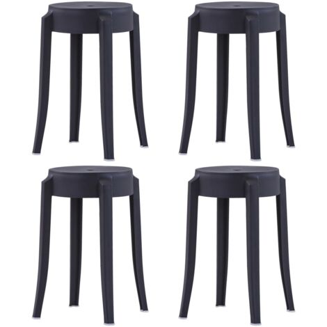 Lot de 4 Tabourets empilables  Tabouret de Salon Style Contemporain Noir Plastique 31303