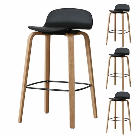 Lot de 4 tabourets hauts chaises de bar scandinaves colori noir avec pieds en métal et hauteur d'assise 76cm
