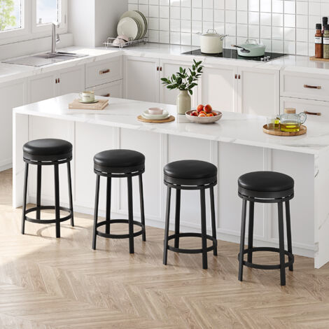 Lot de 4 tabourets hauts - Chaises de Bar - Siège de Cuisine - Cadre en Acier - Hauteur 62 cm - Montage Facile - Style Industriel - noir