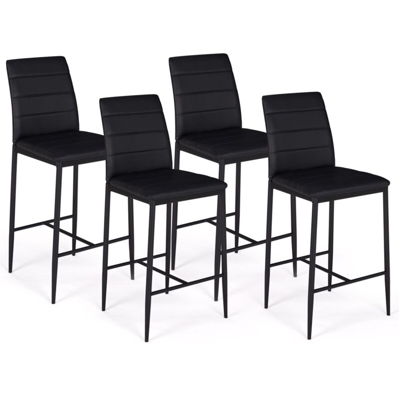 Idmarket - Lot de 4 tabourets romane en pvc noir design contemporain chaises de bar rembourrées