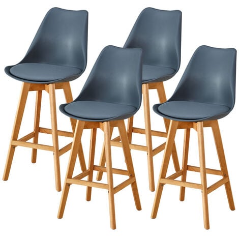 Lot de 4 tabourets scandinaves HOBAG LAURY - Gris