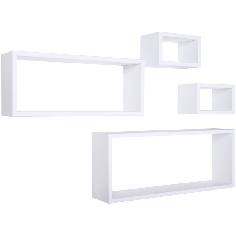 Sanitec - tagères à mur rectangulaires lot de 4 pc mod. merlino blanc