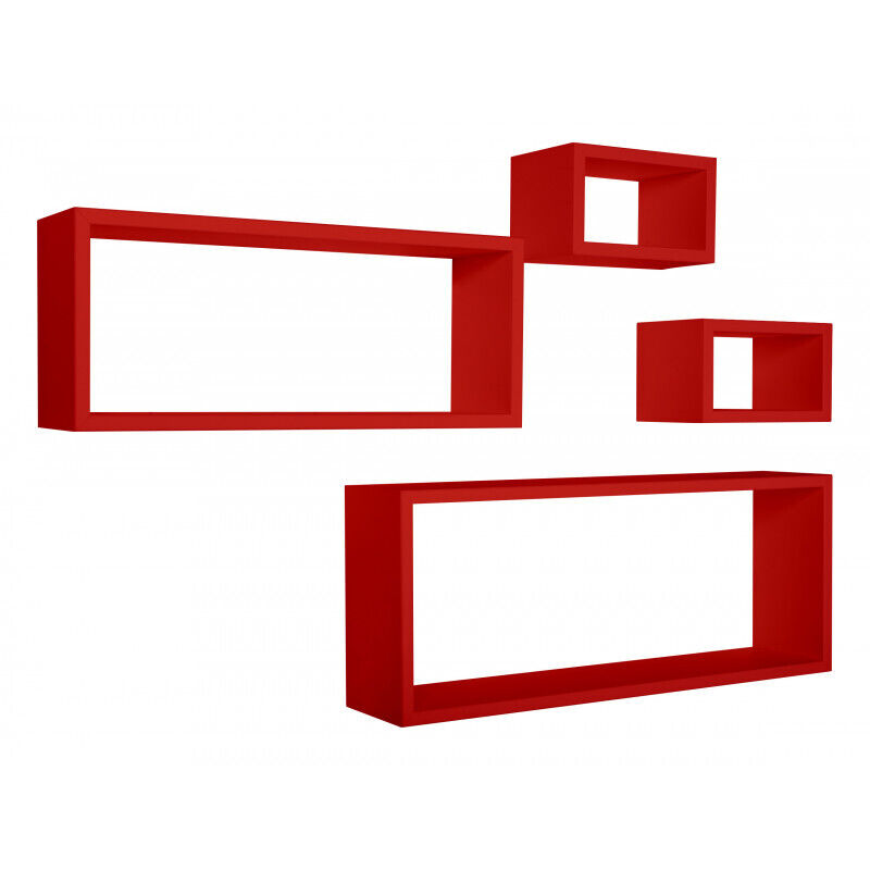 Sanitec - tagères à mur rectangulaires lot de 4 pc mod. merlino rouge