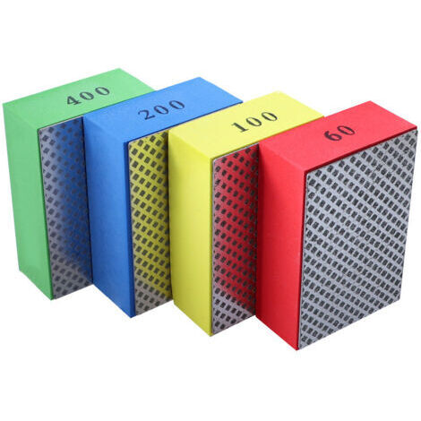 Lot de 4 tampons de polissage diamantés pour carrelage, verre, céramique, blocs de ponçage, polissage 60, 100, 200, 400