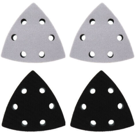 Lot de 4 tampons triangulaires de remplacement pour ponceuse, 90x90mm avec 6 trous, noir