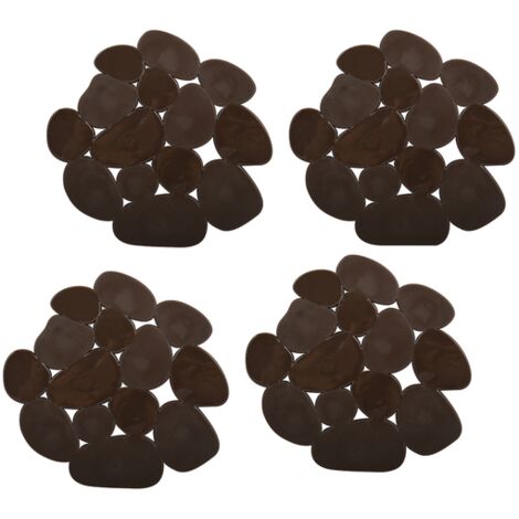 Lot de 4 Tapis antiderapants de douche ou baignoire PVC GALETS 12x13cm Chocolat MSV
