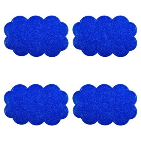 Lot de 4 Tapis antiderapants de douche ou baignoire PVC NUAGES 14,5x9cm Bleu Marine MSV