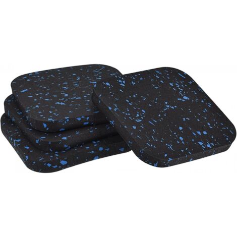 Lot de 4 tapis antidérapants en caoutchouc (100 x 100 x 10 mm) pour meubles, lits, lave-linge et sèche-linge - Noir et bleu
