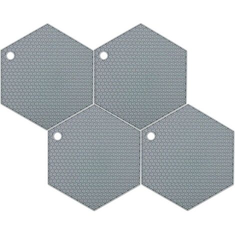 Lot de 4 tapis de cuisine en silicone gris pour plans de travail, protège-bureaux et trépieds résistants à la chaleur