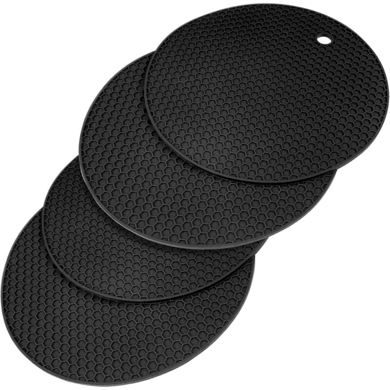 Lot de 4 Tapis de Dessous de Plat en Silicone Tapis, sous Verre en Silicone antidérapant, Durable, étanche et antidérapant, Convient aux casseroles,