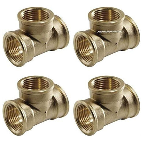Lot de 4 Té femelle en laiton 1 1/4''  Accessoire en laiton Aenor  Filetage femelle 1 1/4''  Union des tuyaux d'irrigation 