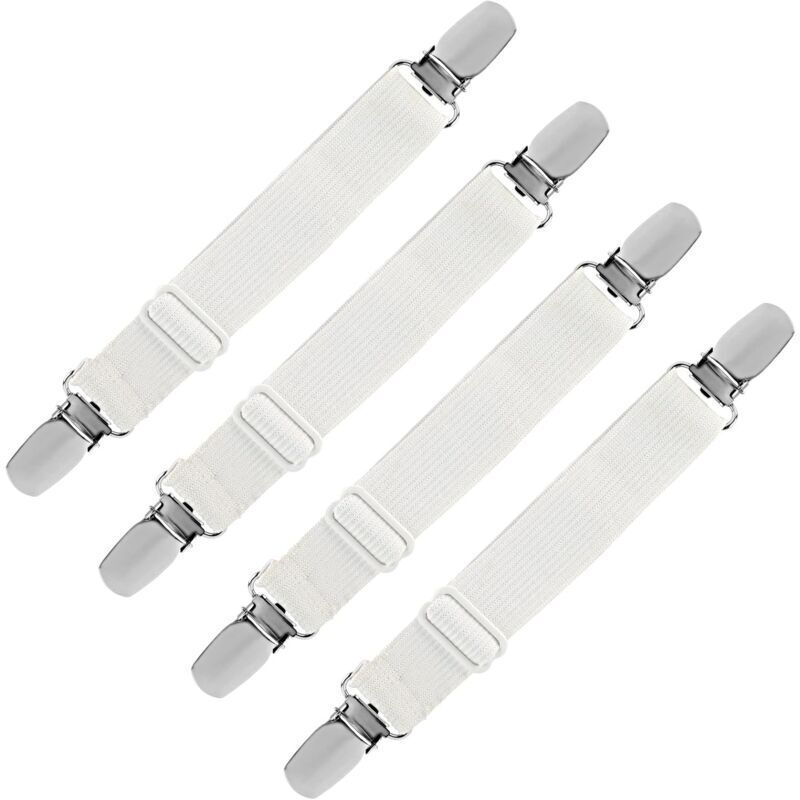 Lot de 4 tendeurs drap housse élastique, fixation réglable avec rondelles plastique, pour housse de repassage canapé lit