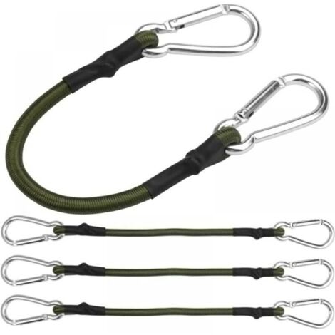 Lot de 4 tendeurs élastiques 30cm – Caoutchouc haute qualité – Mousquetons en aluminium – Pour sécuriser bagages et objets en extérieur