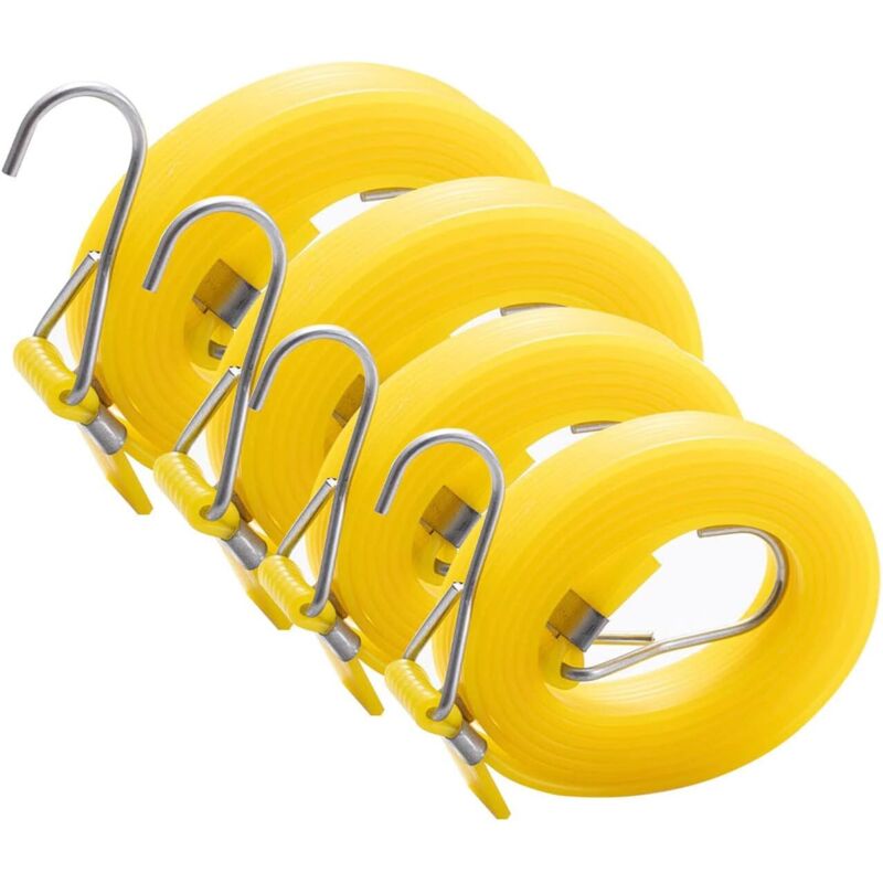 Lot de 4 tendeurs robustes avec crochets plats réglables - Sangles élastiques multi-usages pour bagages - 2 x 1 m et 2 x 2 m