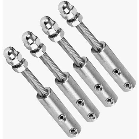Lot de 4 terminaux à vis pour câble métallique de 4 mm - Tendeur de câble métallique en acier inoxydable pour la fixation de la tension (4 x 3 mm)