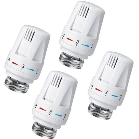 Lot de 4 Tête Thermostatique Connectée Vanne Thermostatique Accessoire, Tete Thermostatique Radiateur, Tête de Remplacement de Vanne de Radiateur pour le Thermostat M30 x 1.5 White