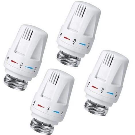 Lot de 4 Tête Thermostatique Connectée Vanne Thermostatique Accessoire, Tete Thermostatique Radiateur, Tête de Remplacement de Vanne de Radiateur pour le Thermostat M30 x 1.5 White