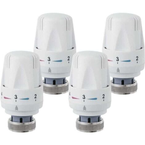 Lot de 4 Tête Thermostatique, M 30 x 1,5 Tête de Remplacement de Vanne de Radiateur, Robinet Thermostatique Radiateur