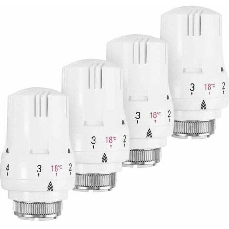 Lot de 4 Tête Thermostatique, Robinet Thermostatique Radiateur, Tete Thermostatique Radiateur, Valve de Radiateur Thermostatique M30 x 1,5