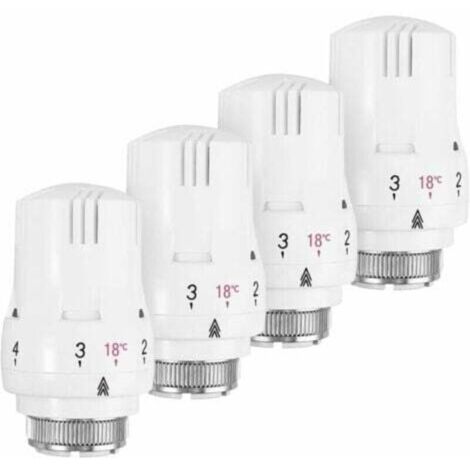 Lot de 4 Tête Thermostatique, Robinet Thermostatique Radiateur, Tete Thermostatique Radiateur, Valve de Radiateur Thermostatique M30 x 1,5,