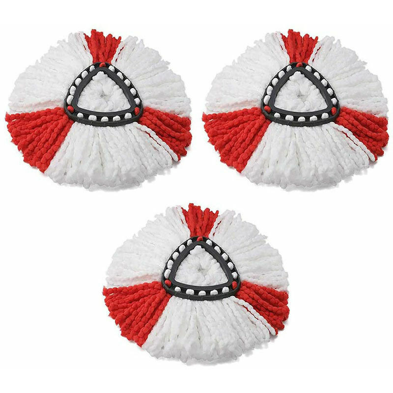 (Lot de 4) têtes compatibles avec Vileda 2 en 1 Turbo Mop, tête de rechange, microfibre, rouge, blanc
