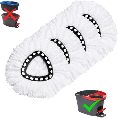 Lot de 4 têtes de rechange pour balai rotatif O-Ceda EasyWrin, recharges de serpillère en microfibre, nettoyage facile