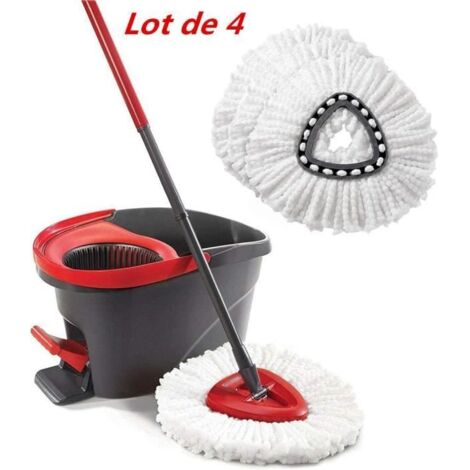Lot de 4 têtes de serpillère en microfibre de rechange pour balai à franges Vileda/O-cedar Easywring - Blanc