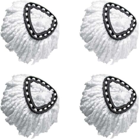 Lot De 4 Têtes De Vadrouille Compatible Vileda EasyWring Et Clean Turbo Classic Rechange 2 En 1 Blanc