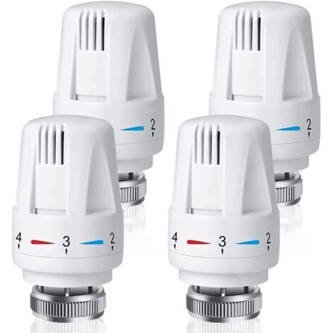 Lot de 4 Têtes Thermostatiques Radiateur M30x1,5 pour Intérieur Domestique et Professionnel