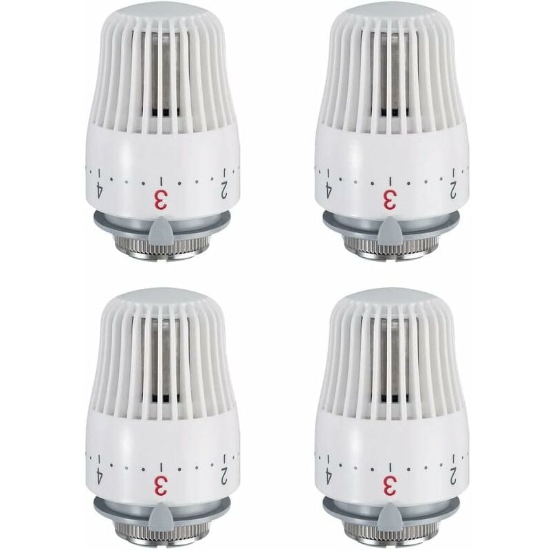 Ensoleille - Lot de 4 têtes thermostatiques tête de vanne thermostatique de remplacement vanne de radiateur thermostatique