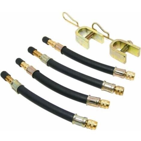 Lot de 4 Tire Valve Extension Pneu Flexible Tuyau Valve 150mm avec 2 Supports