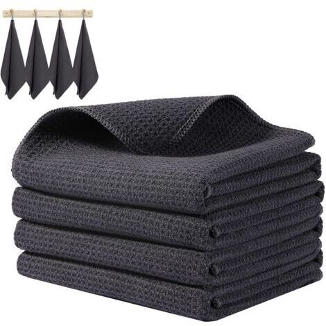 Lot De 4 Torchons kitchen  40 x 40cm Gris