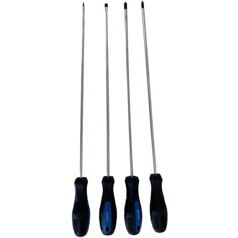 SATRA Lot de 4 tournevis extra-longs plats et cruciformes