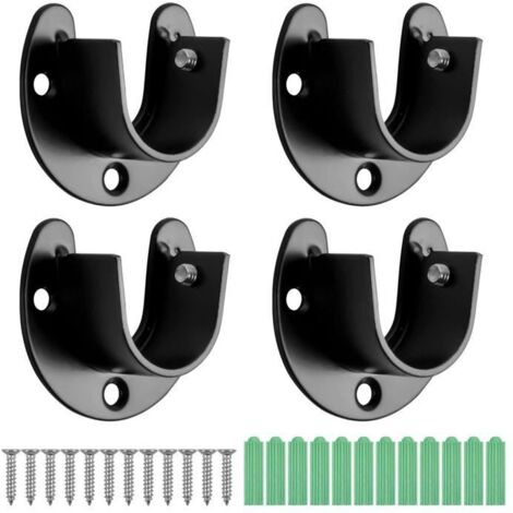Lot de 4 tringles à rideau en U, embouts de 25 mm, douilles en acier inoxydable pour placard.