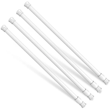 Lot de 4 tringles à rideaux extensibles sans perçage - 40 à 70 mm - Blanc - Pour rideau de bain, séchage des vêtements, verrouillage de sécurité de fenêtre