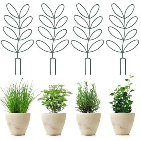 Lot de 4 tuteurs en métal feuille - 32 cm x 15 cm - Idéal pour plantes d'intérieur comme les plantes d'argent