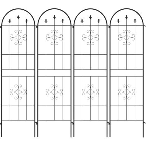 Lot de 4 tuteurs pour plantes grimpantes en acier noir 50x180 cm