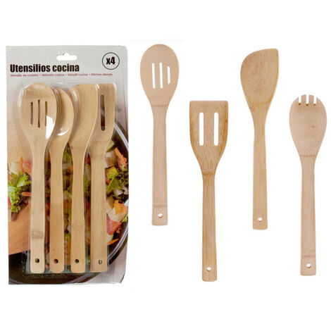 Lot de 4 ustensiles de cuisine 30cm bambou 28951 ar
