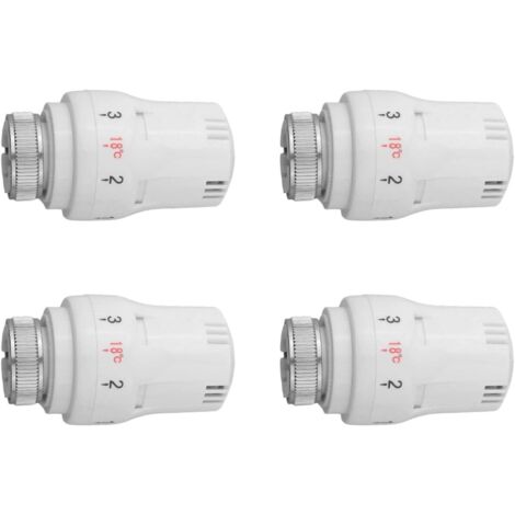 Pack De 4 Vannes Thermostatiques Radiateur - Réglage 5 Niveaux - Filetage M30 X 1,5 - Blanc - Économie D'énergie