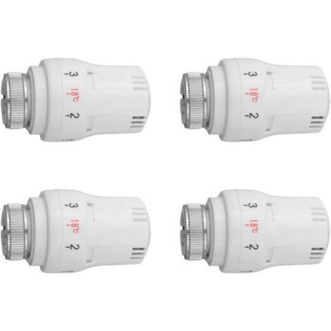 Lot de 4 valves thermostatiques pour radiateur M30 x 1,5 - Tête de contrôle de température avec 5 niveaux réglables - Construction en alliage et plastique - Énergie antigel